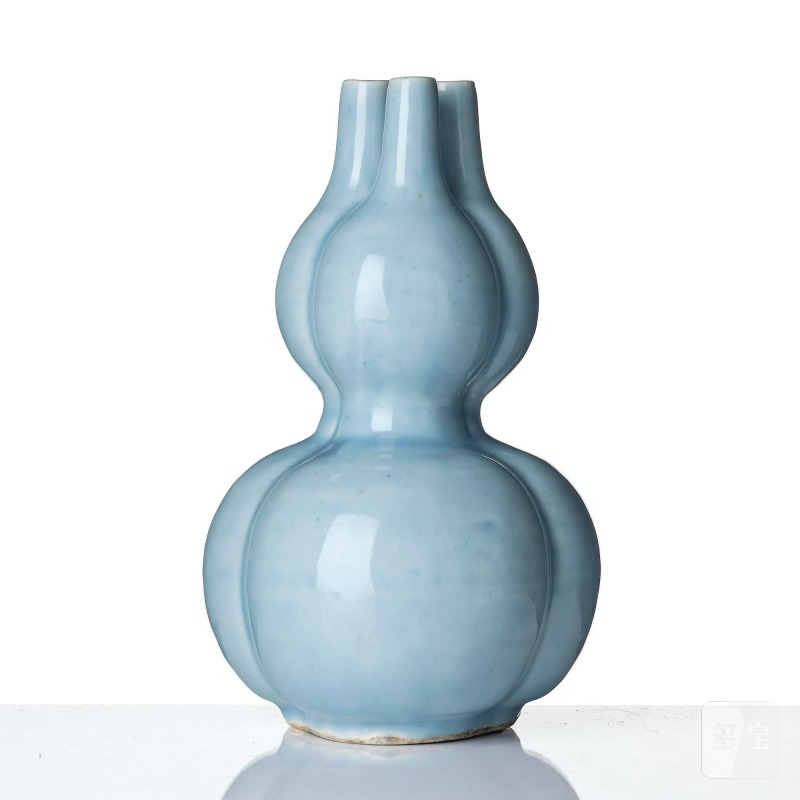 A 'claire de lune' glazed double-gourd vase, - 图3